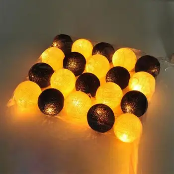 

Cotton Ball Lights 10 LED Romantic Decoration String Cotton Wedding LED String Light 1.8M Ball Tree Decors White + Dark Gray