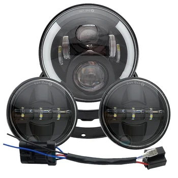 

Universal Motorcycle 7 inch Moto LED Headlight with 4-1/2"4.5" LED Passing Lamps Fog Lights & 7"Bracket Mounting Ring.