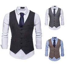 Herringbone Business Formal Wear Sleeveless Suit Waistcoat Men's Large Size Business Going to Work Suit Vest Best Man Banquet Ve