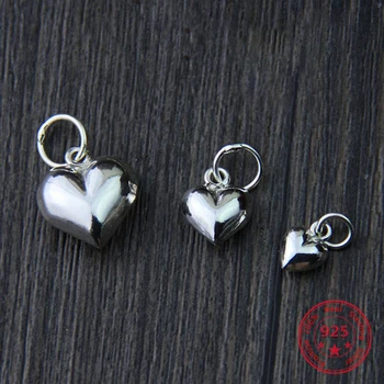 

2pcs Heart Shape 925 Sterling Silver Color Ornament Pendant Jewelry For Bracelet Making DIY Handmade Craft Accessories Findings