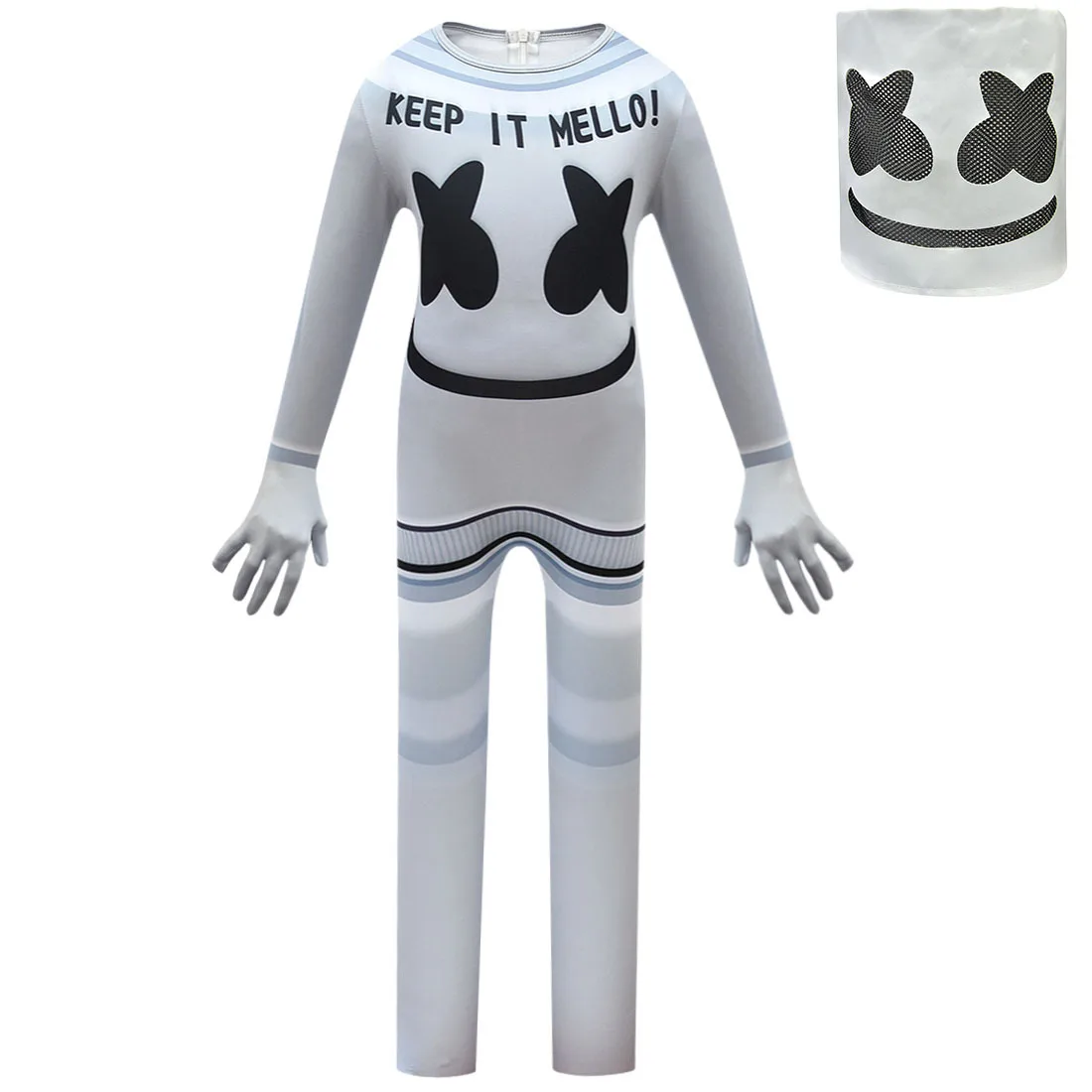 Jungen Fancy Marshmello DJ Mask Kostüm Kinder Halloween Music Party Jumpsuit Top 