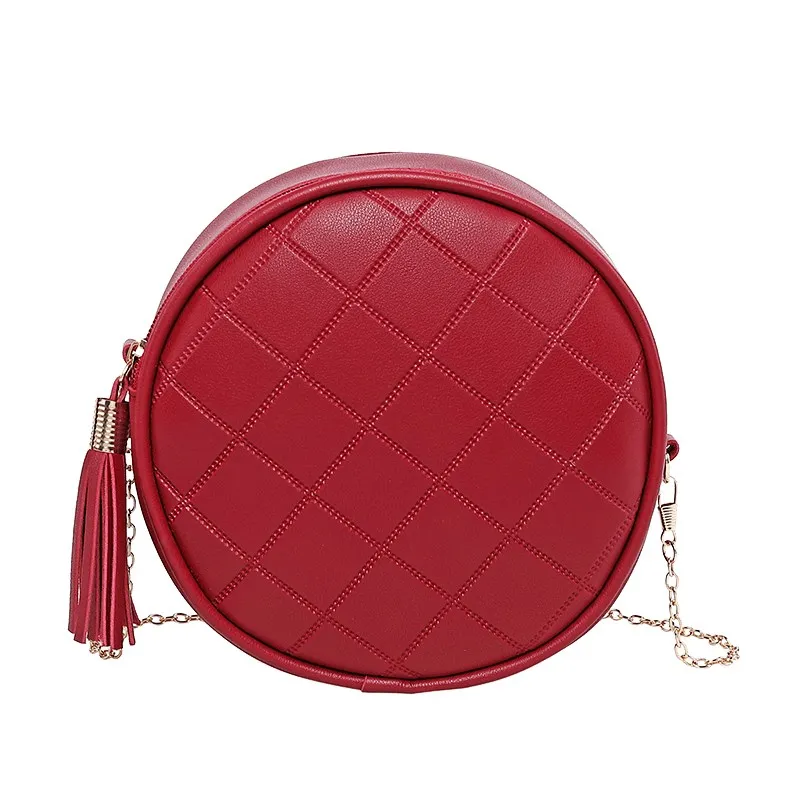 Женская новая модная Мини круговая сумка через плечо сумка-тоут кожаная сумка-портфель кошелек - Цвет: Красный