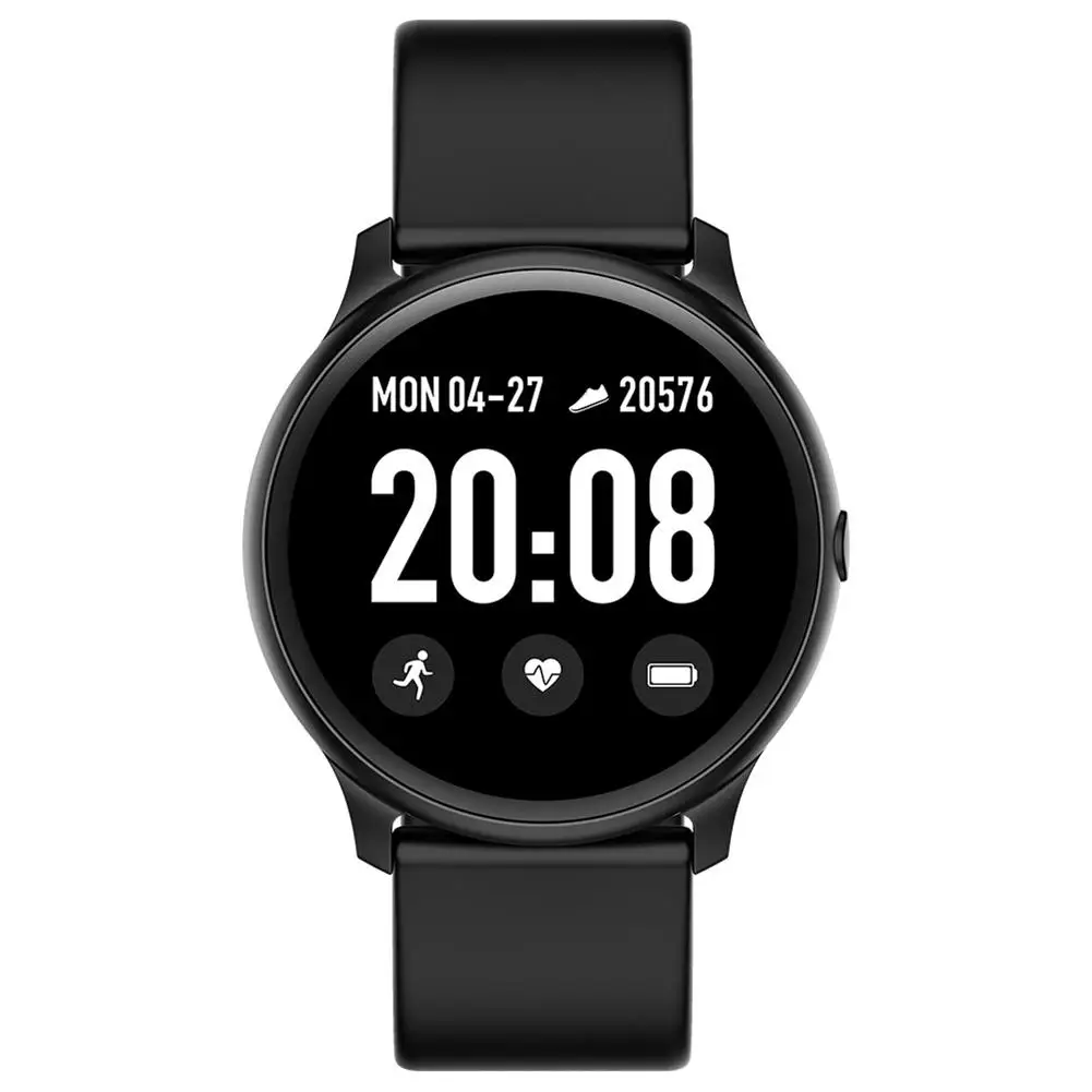 Смарт-часы KW19, спортивный смарт-браслет, кровяное давление, кислород, пульсометр, монитор сна, напоминание о сообщениях для Android IOS - Цвет: Black
