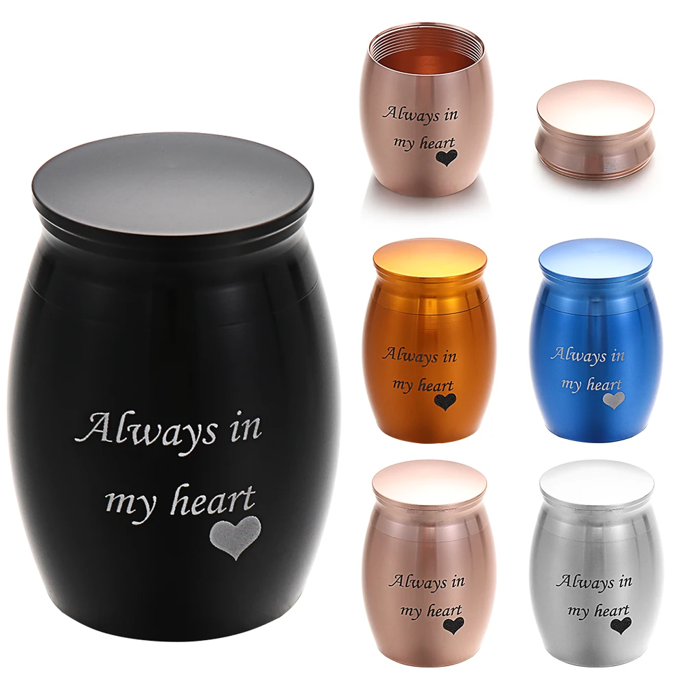 Mini urna conmemorativa de aleación de aluminio con tapa roscada para mascotas, urnas de cremación para mascotas recuerdo, urna funeraria, caja de almacenamiento, suministros para mascotas, 1 ud.