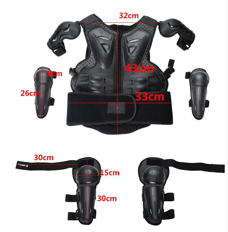 Children Full Body Protector Vest Armor Kids Motocross Armor Jacket Chest Spine Protection Gear elbow MTB Cycling Knee guard