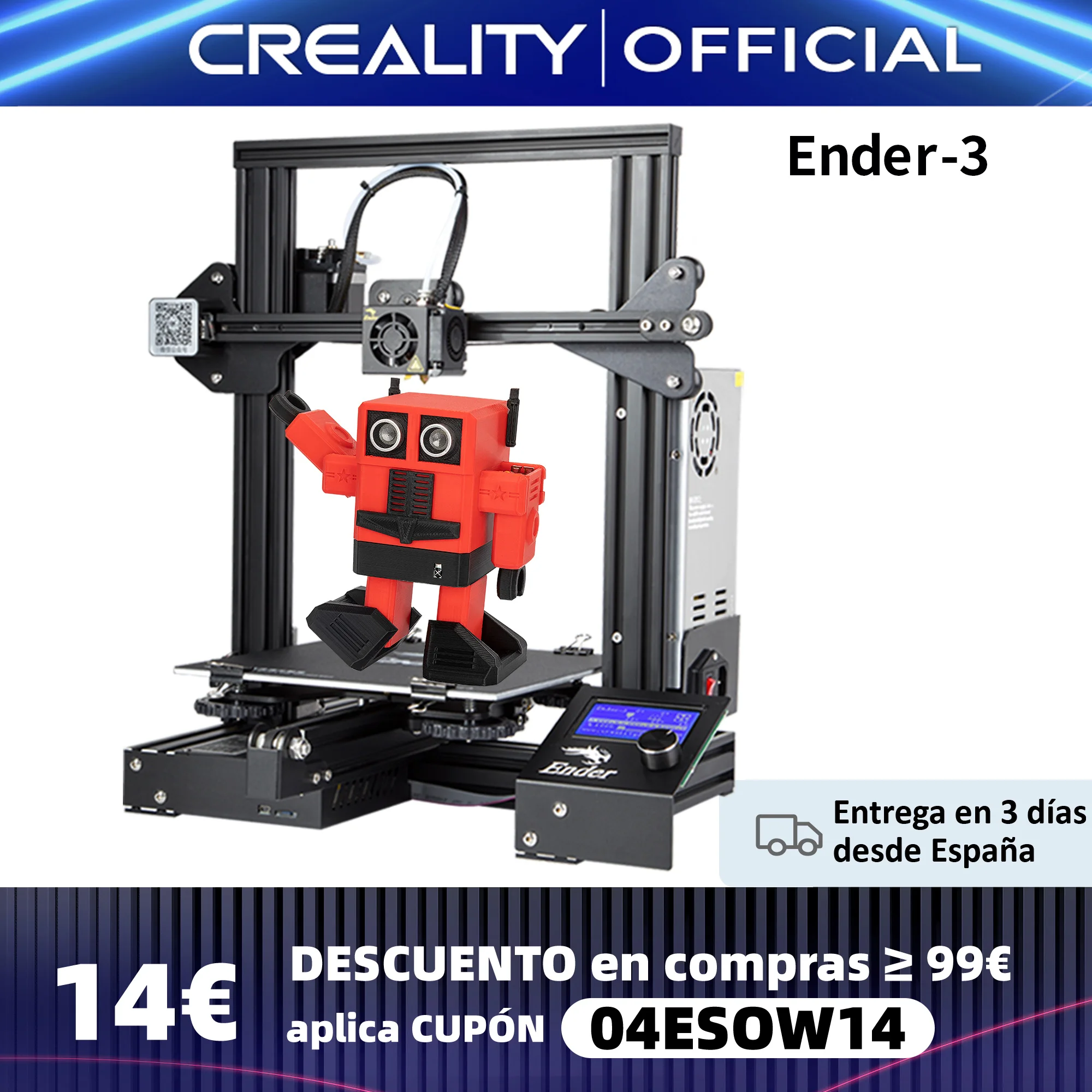 CREALITY-impresora 3D Ender-3/Ender-3X, máquina de impresión mejorada opcional, ranura en V, función de apagado y reanudar