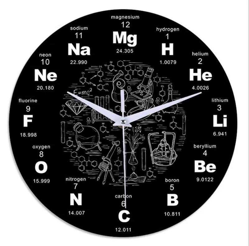1 шт., современные настенные часы с химическими элементами, акриловые часы с научными химическими символами, часы в подарок для учителя химии