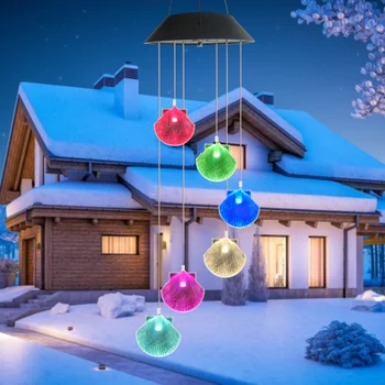 

Novelty Shell LED Solar Wind Chimes Light Color Change Decor Classic Practical Delicate Durable Hang Windbell Lamp