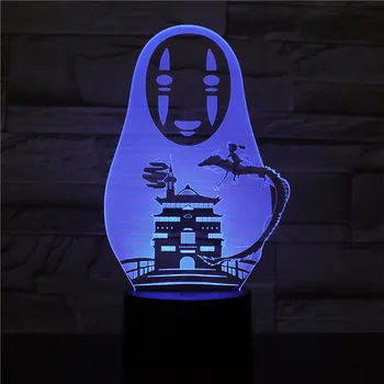 

Touch 3d Lamp Illusion Led Night Light USB Japanese Anime Hayao Miyazaki No Face Colorful Table Lamp For Children Sleeping Decor