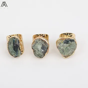 

Irregular Green Apatite Gold Open Ring For Women Craft Jewelry,Natural Stone Gold Adjustable Ring For Women Gift YT-154AMAJ