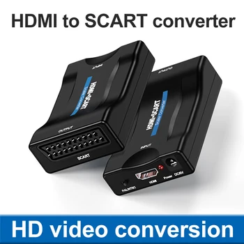 

1080P SCART to HDMI to SCART Video Audio Upscale Converter AV Signal Adapter HD Receiver TV DVD US/EU Power Plug