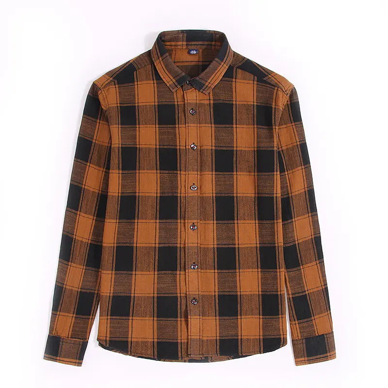 U& SHARK хлопковая фланелевая рубашка мужская брендовая одежда Camisa Masculina Повседневная клетчатая рубашка с длинным рукавом для мужчин на осень - Цвет: Brown