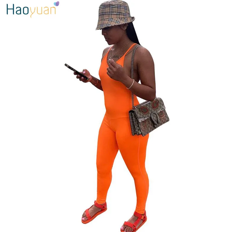 

HAOYUAN Plus Size Spaghetti Strap Backless Rompers Womens Jumpsuit Summer Clothes Sexy One Piece Club Outfits Bodycon Jumpsuit