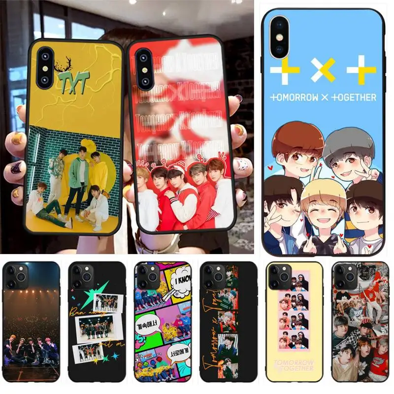 CUTEWANAN KPOP TXT завтра X вместе черный ТПУ мягкий резиновый чехол для телефона iPhone 11 pro