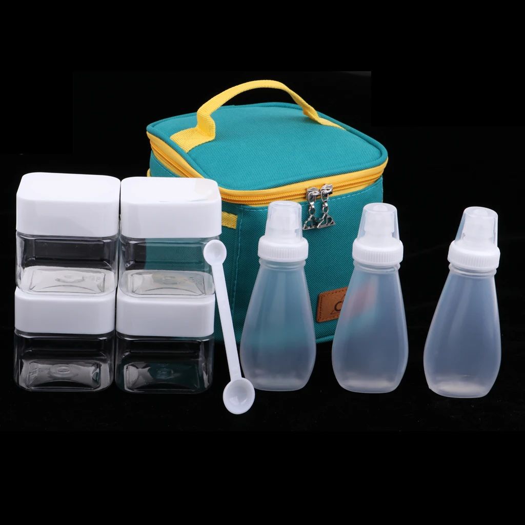 6pcs Seasoning Bottle Set, Plastic Storage Jar Compact Spice Container Box for Kitchen BBQ Camping Picnic