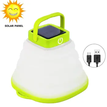 

Solar Light LED Camping Lantern Portable Flashlight For Hiking Tent Lamp Power from Solar/Charger Collapsible Waterproof