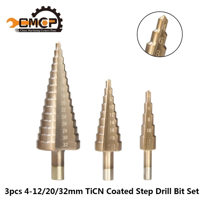 3 шт. 4-12 4-20 мм 4-32 мм тикс с покрытием Шаг сверло набор HSS ядро сверло треугольный хвостовик шаг конус сверло Stright отверстие резак