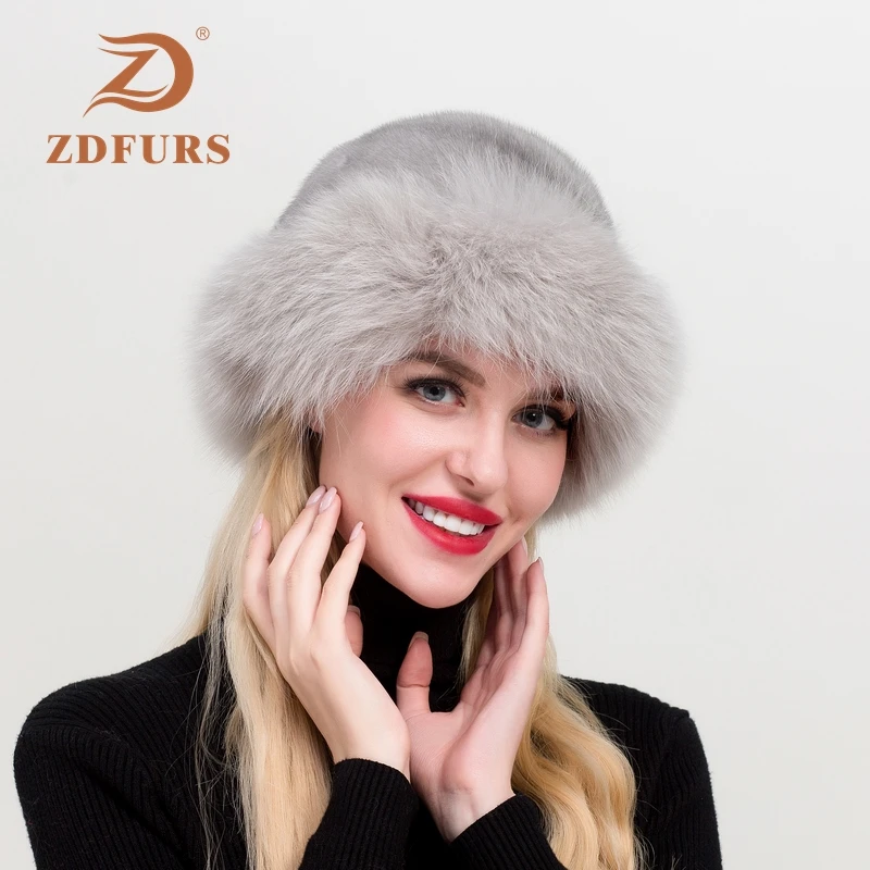 ZDFURS * Новое поступление Брендовая женская зимняя фетровая шапка с отделкой из