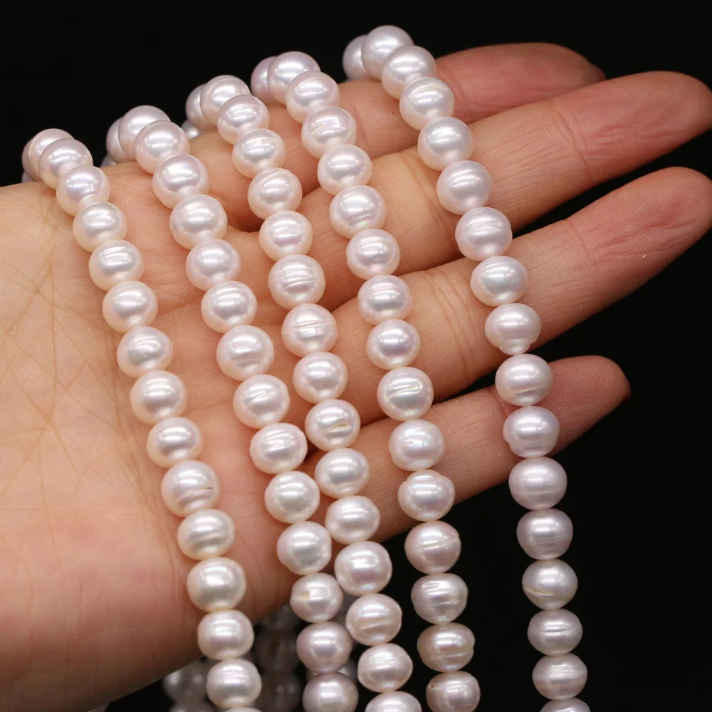 8-9mm AAA 100% Natural Freshwater Pearls Round Beads Real Pearls for DIY Charms Bracelet Necklace Jewelry Making Strand 36cm