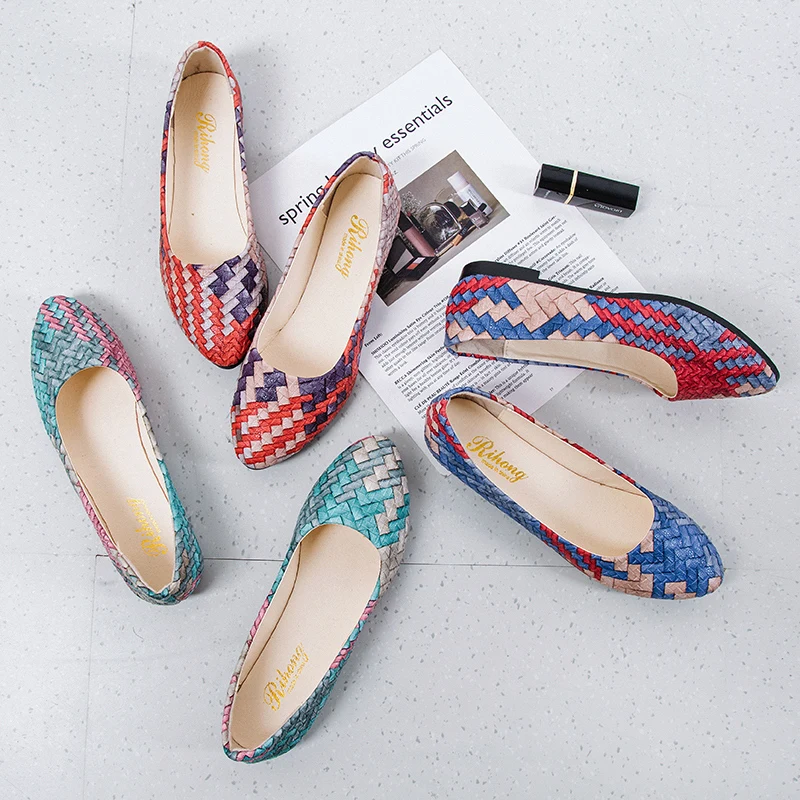Gingham Shallow Flat Shoes Women New Spring Autumn Shoes England Lazy A Pedal Rubber Sole Students Fashion Casual Ladies