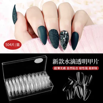 

Manicure Patch Water Droplet Transparent Fold Seemless Ultra-Thin Nail Tip Extension Fake Nails Patch 504 Piece