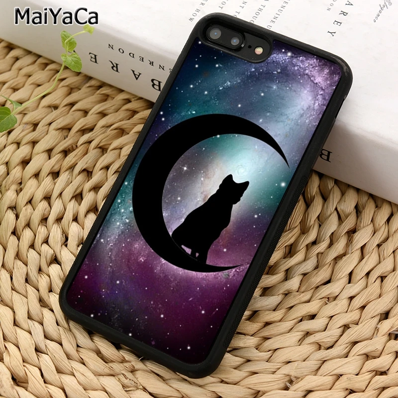 Черный чехол MaiYaCa с котом полумесяцем символом ведьмой для телефона iPhone X XR XS 11 12 Pro
