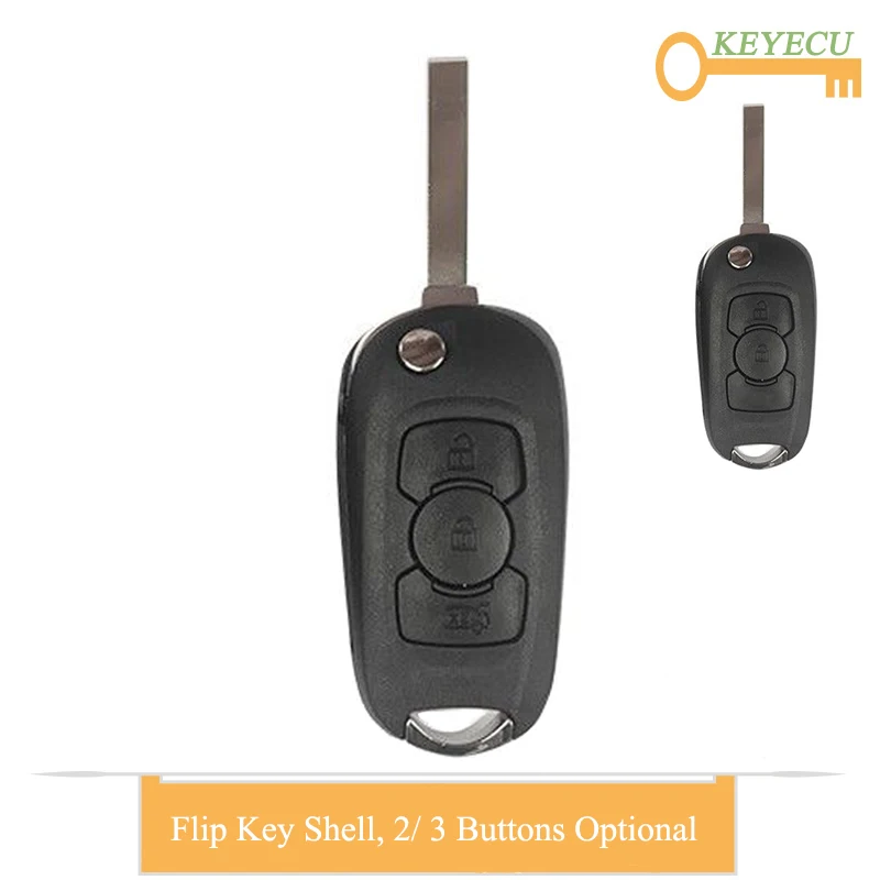 KEYECU Flip Remote Control Car Key Shell Case for Opel Vauxhall Astra K 2015 2016 2017 2018 2019 Fob 2 3 Buttons - HU100 Blade | Автомобили