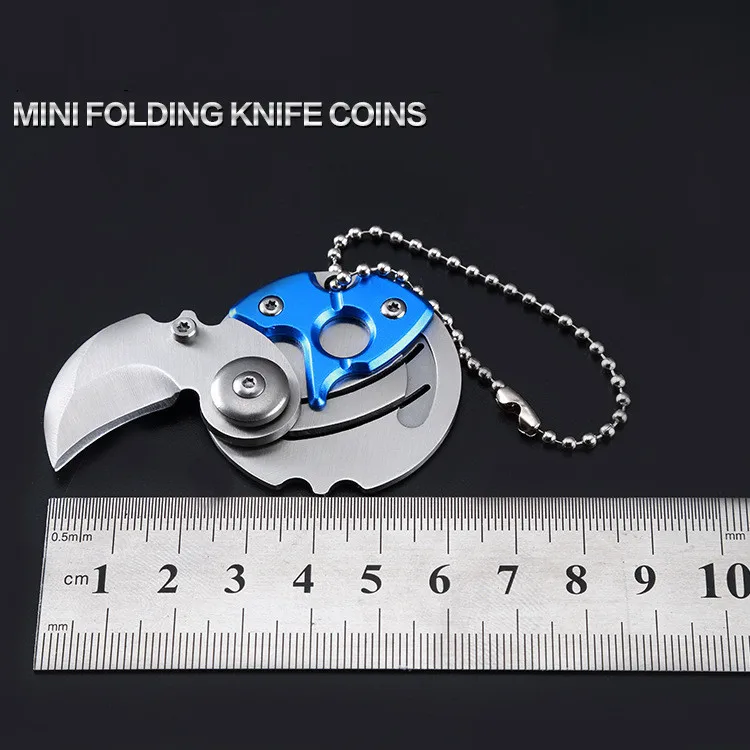 

Mini Folding Knife Coin Knife Multi-function Portable Key Ring Knife Stainless Steel Fruit Outdoor Knife