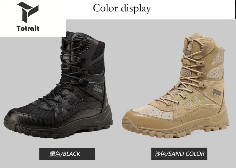 TOtrait Men Military Tactical Boots Outdoor Hiking Desert High-top Military Desert Climbing Sport Waterproof Shoes Ankle Boots
