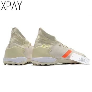 

Men Football Boots High Ankle Soccer Shoe Women Soft Groud Man Football Shoes Socks Cleats Training 2020