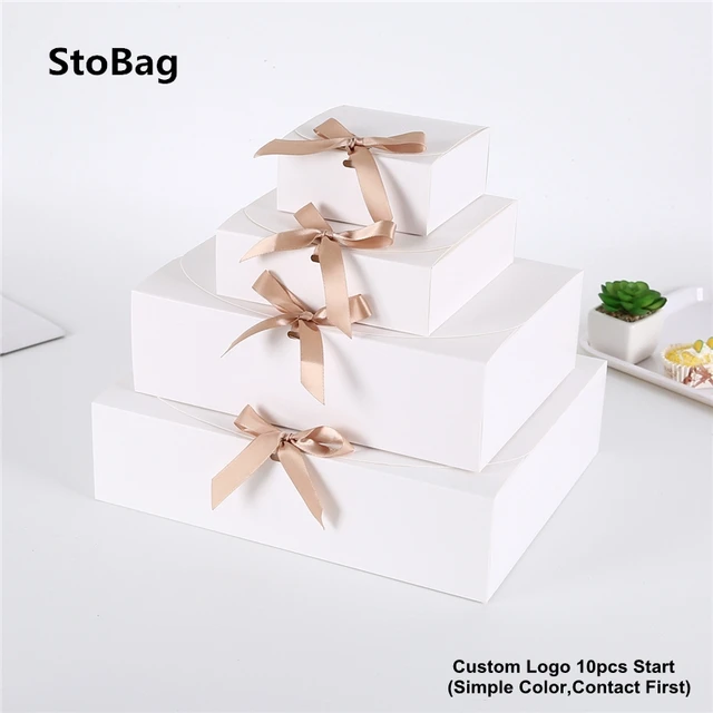 StoBag 5pcs White/Kraft/Black/Pink Gift Box Event & Party Supplies Packaging Wedding Birthday Hnadmade Candy Chocolate Packaging 1