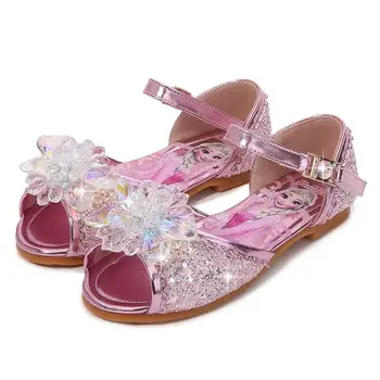 

Sandals Kids For Girls Medium Big Children Princess Sandals Rhinestone Glitter Fabric Flat Sandals Soft Crystal Shoes Elsa Shoes