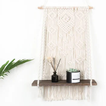 

Handmade Cotton Rope Tassel Hanging Woven Wall Hanging Storage Holders Racks Plants Storage Rack Bohemia Home Wall Decoration