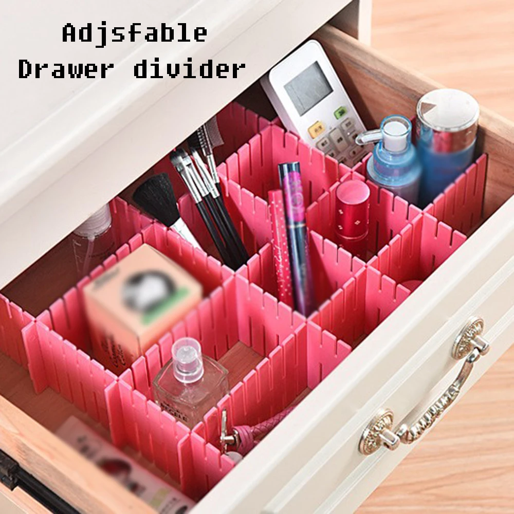 4PCS Drawer Organizer Grid DIY Plastic Adjustable Storage Dividers 2 sizes 4PCS Drawer Organizer Grid DIY Plastic Adjustable Storage Dividers 2 sizes