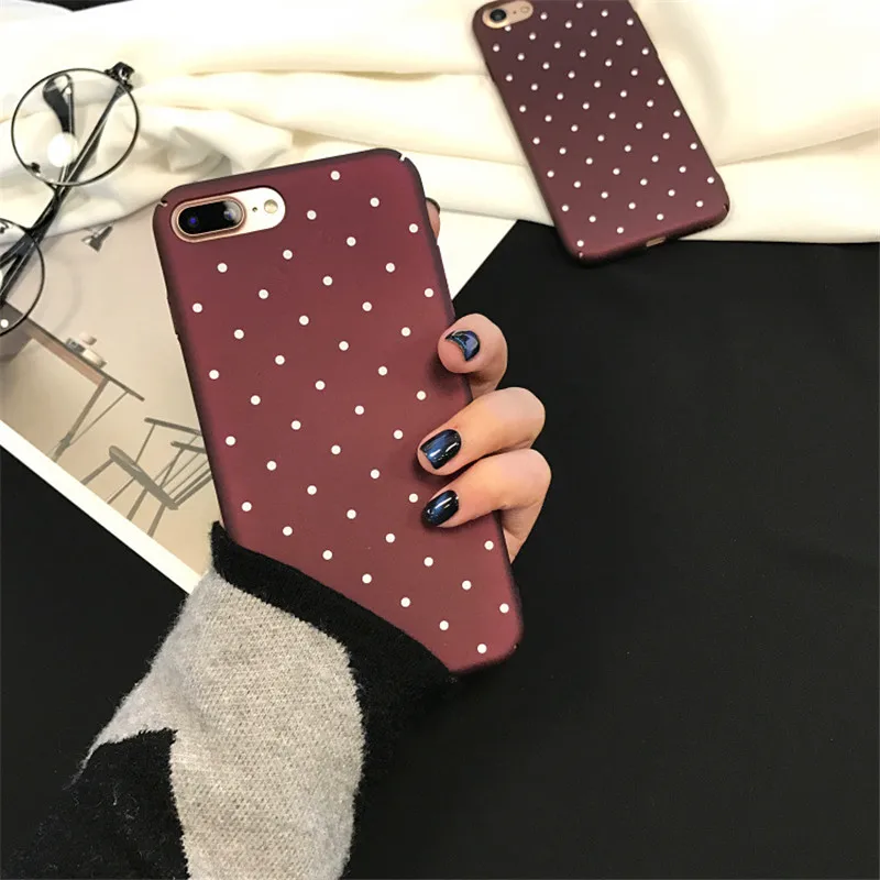 Винно красный чехол для телефона в ретро стиле с принтом горошек iPhone 11 Pro Max XR X XS 7 8