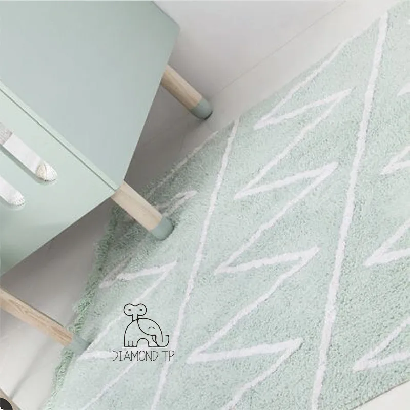 Nordic Children Carpet 150x110cm Fringed Wavy Cotton Floor Mat Baby Play Rug Carpets for Living Room Baby Photo Background Pad