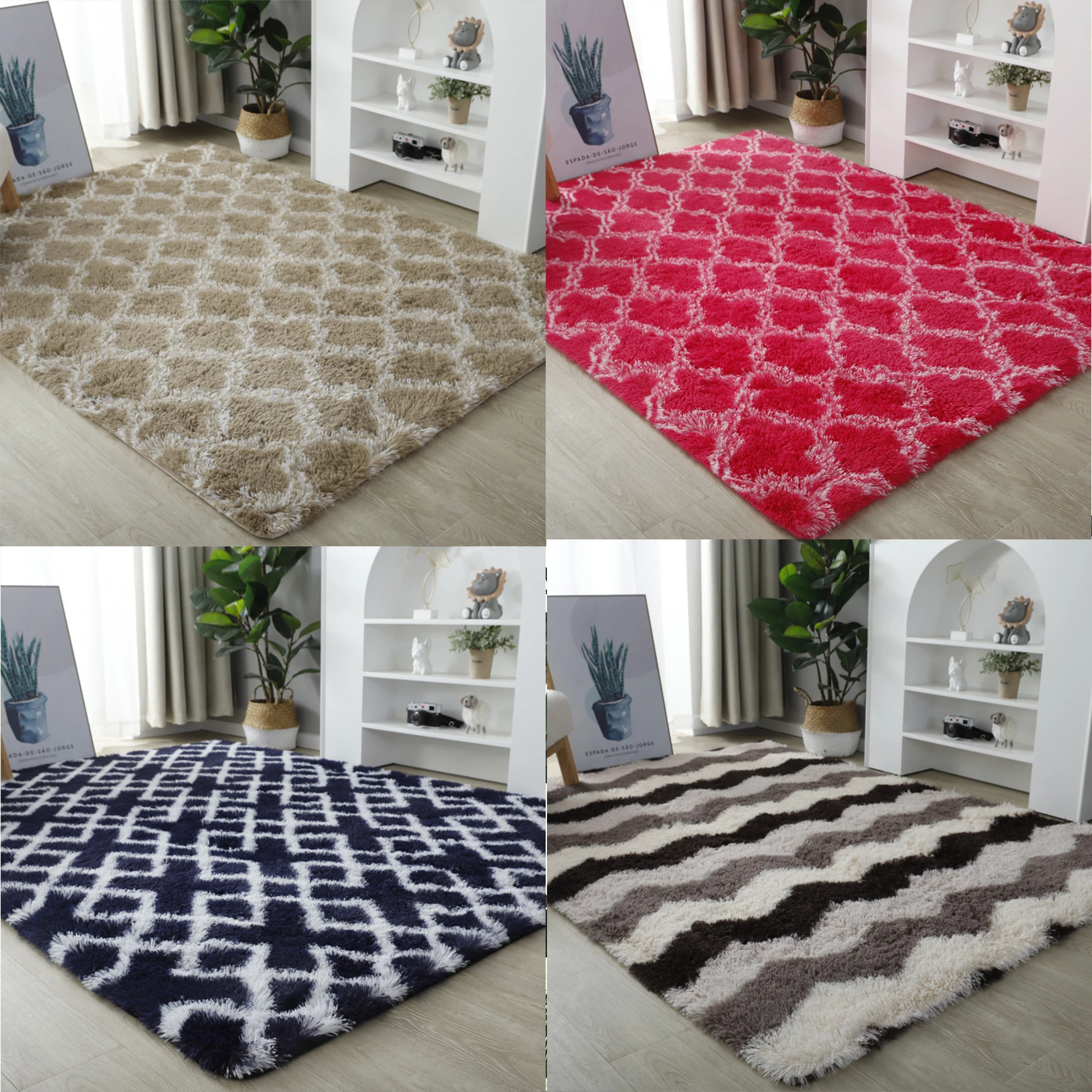 Tapete felpudo e macio com tie-dye tapetes de pele sintética várias estampas para quarto de criança sala de estar tamanho-40x60cm