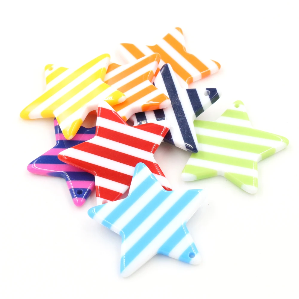 

6pcs/ Lot 30mm Multicolors Five-pointed star Earring Accessories Pendant Necklace Charms Diy Handmade Material Components