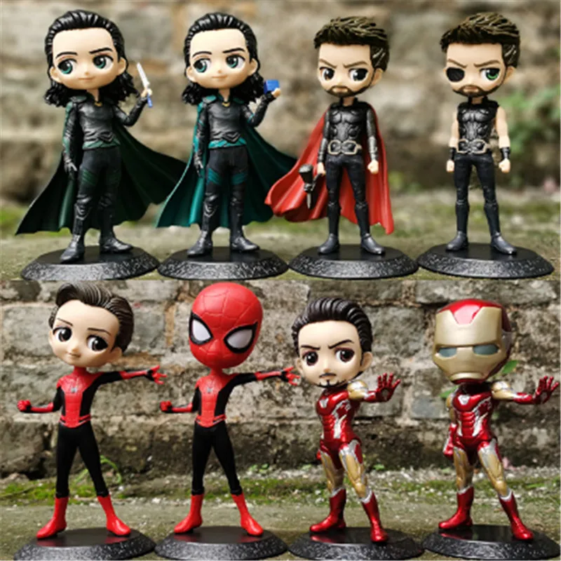 Q posket 15 см Marvel Мстители финальная игра танос паук Халк Железный человек Капитан