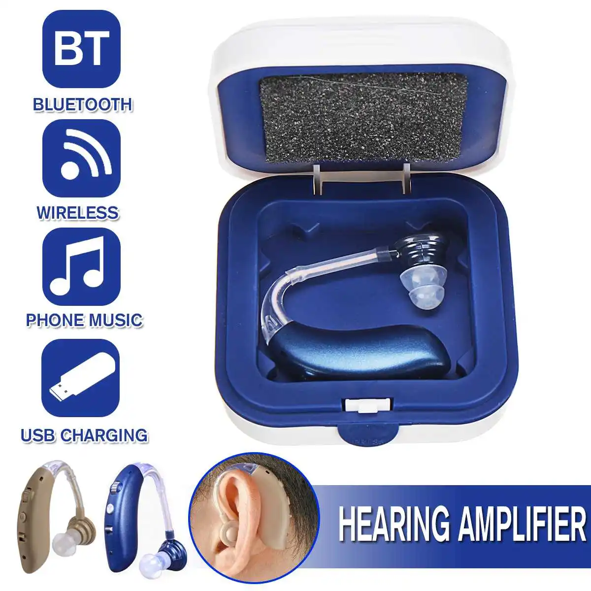1 шт. перезаряжаемые беспроводные, небольшие, Bluetooth цифровые слуховые аппараты звуковые усилители беспроводные слуховые аппараты для глухих пожилых людей