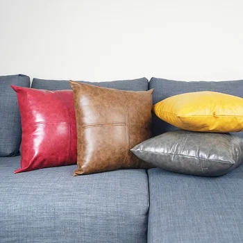 

45x45/50x50/50x30/60CM imitation leather cushion cover backrest sofa thick pu leather wasit pillow case