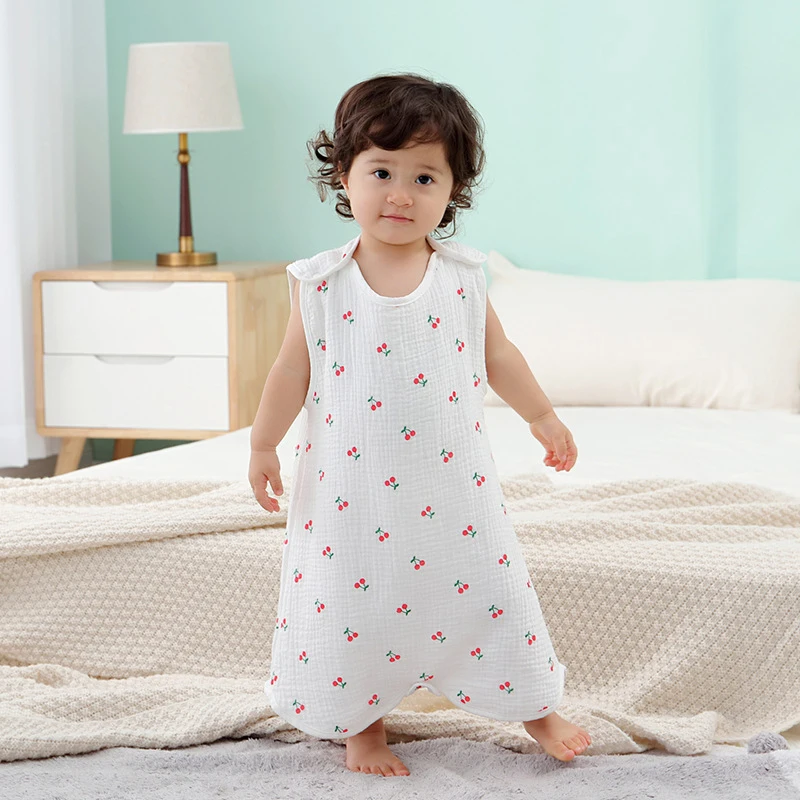 Organic Cotton Sack Baby Sleeping Bag for Summer Autumn New Baby Girls Wearable Safe Muslin Blanket Summer Sleeping Bag