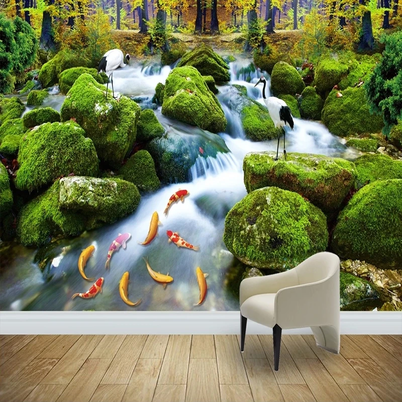 Обои 3D водопад каменный пейзаж Настенные обои Гостиная Кабинет классические для