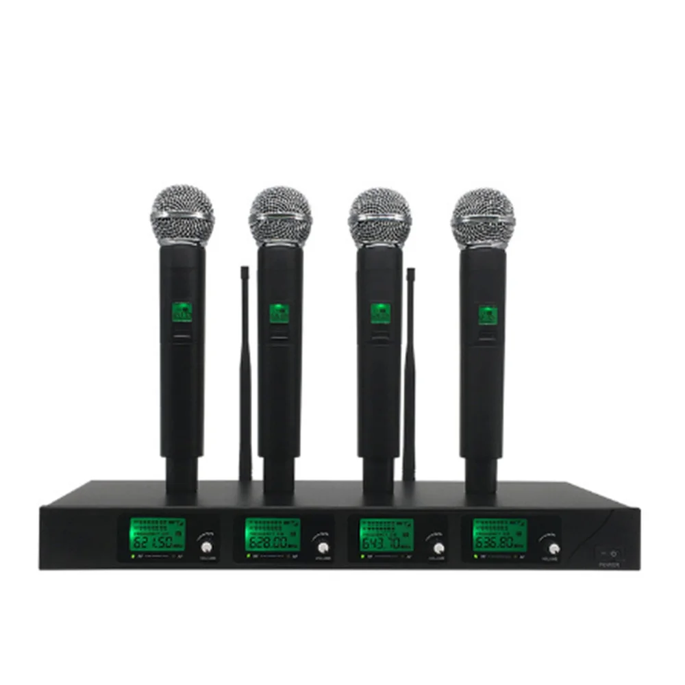 4-канальный UHF беспроводной микрофон системы с 4 головными микрофонами для сценических церковных семейных встреч - Цвет: Handheld microphone