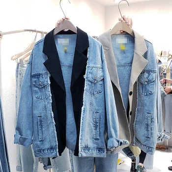 

Jeans Coat Women's 2020 Spring and Autumn New Korean-style Loose-Fit Joint Suit Collar BF Denim Jacket Casual Large Size Coats