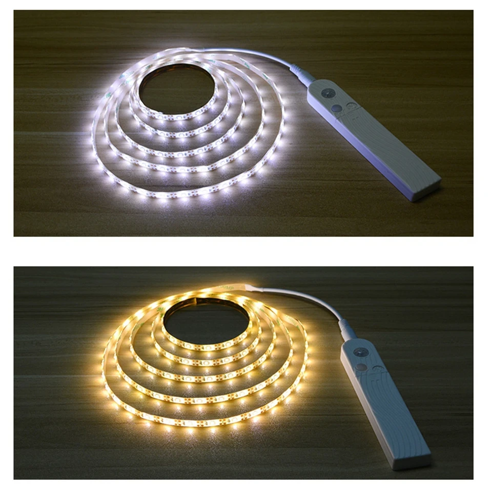 PIR датчик движения светодиодный светильник DC 5 В лента на батарейках Обнаружение движения водонепроницаемый шкаф лампа гардероб кухня