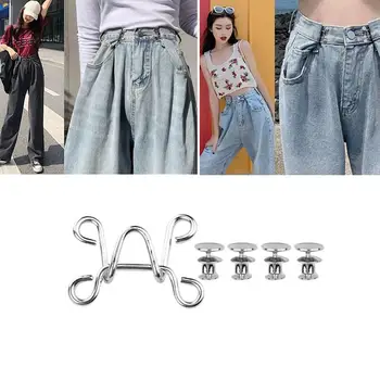 

4 Sets Reduce Pants Waist Button Jeans Pants Fit Buton Perfect Fit Instant Replacement No Sew Jeans Buckles Thin Waist Buckles