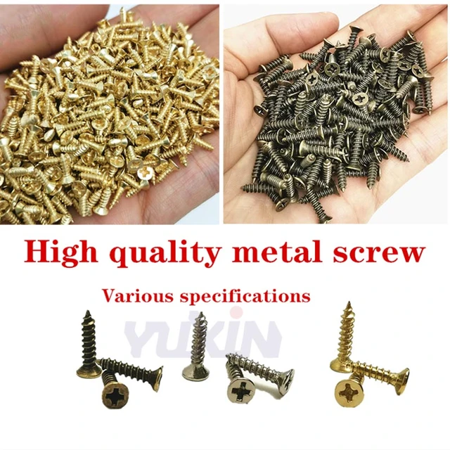 200pcs Gold Flat Head Screws for Small Box Hardware, Wood Screws