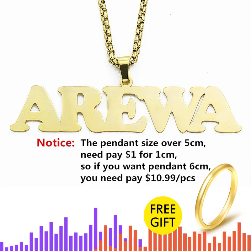 V Attract Stainless Steel Charm Personalized Name Necklace Men