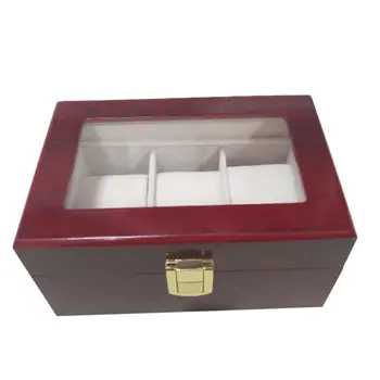 

(1 piece) 3-bit red wooden watch storage box